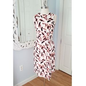 WHBM Abstract Floral Asymmetric Midi Dress Size 00